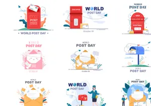 20 World Post Day Vector Illustration