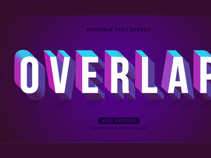 Overlap editable text effect style vector