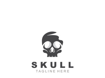 Skull skeleton logo vintage template idea on white background preview picture