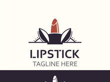 Lipstick logo design for makeup fashion shop and beauty vector cosmetic design template