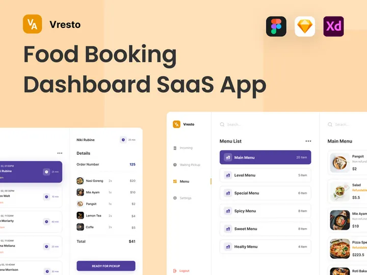 Vresto - Food Booking Dashboard Saas App