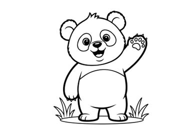 Cute cartoon bear waving hand vector illustration flat design preview picture
