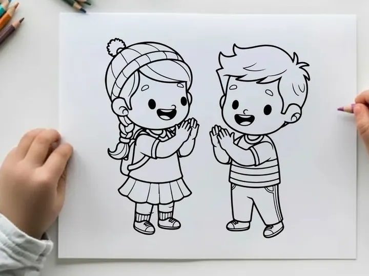 Children laughing and clapping hands vector illustration