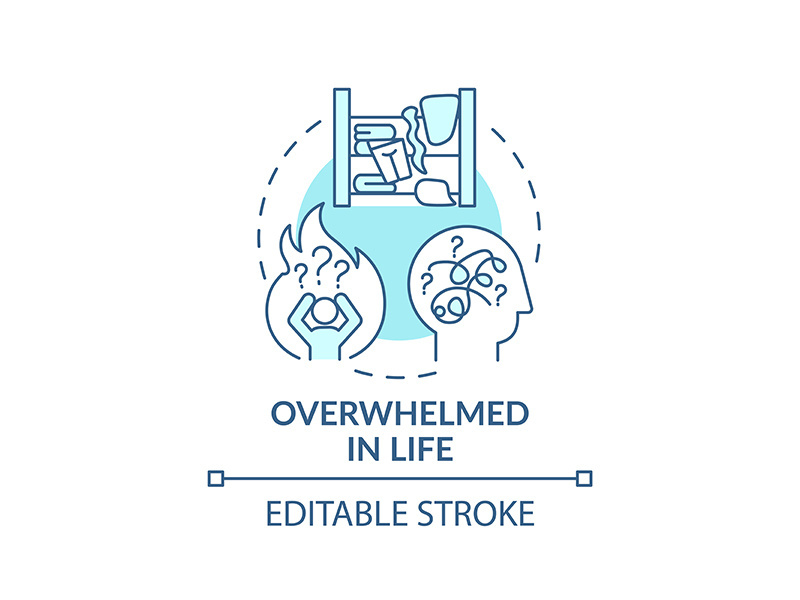 Overwhelmed in life concept icon