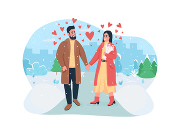 Valentine's day celebration 2D vector web banner, poster preview picture