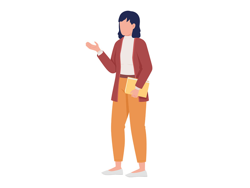 Female personal tutor semi flat color vector character