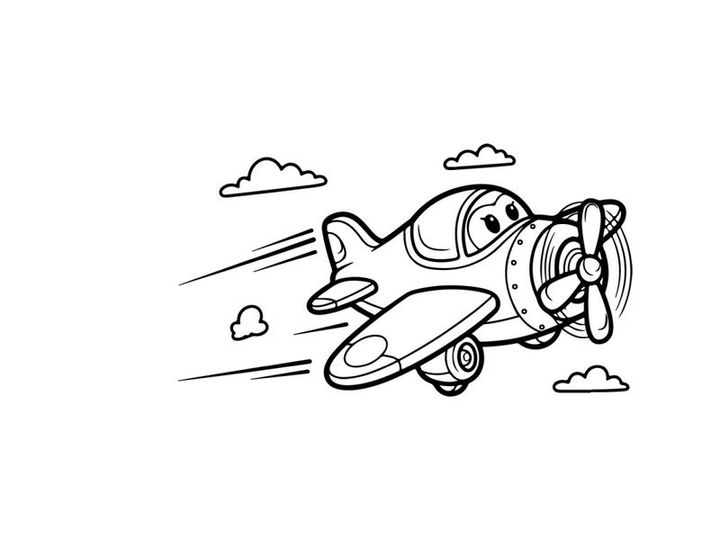 Cute paper airplane flying with clouds vector illustration
