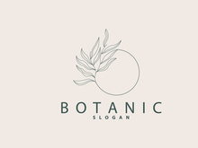 Leaf Line Logo, Beautiful Hand Drawn Design