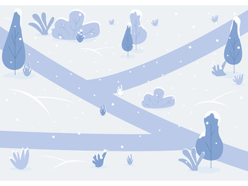 Snowy path flat color vector illustration preview picture