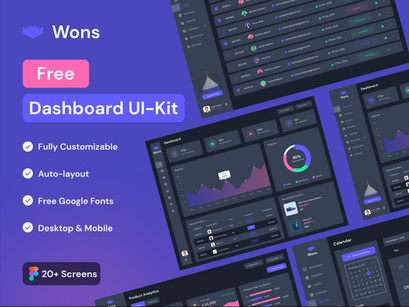 Free Admin Dashboard UI Kit - Figma
