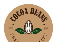 cocoa logo,cocoa bean,cocoa tree,cocoa branches and leaves,chocolate mix on white background,vintage,modern,simple,minimalist icon illustration template design vector