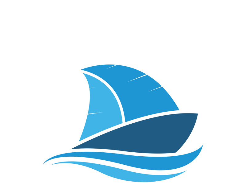 Sailboat boat on sea ocean wave with logo design simple ship