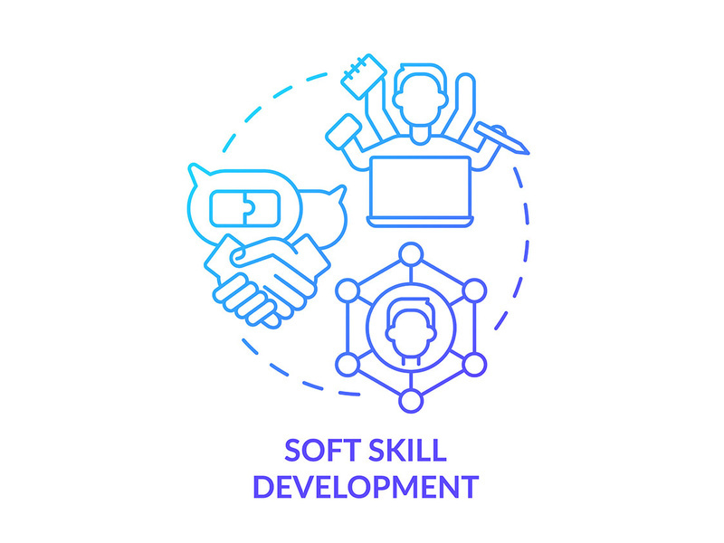 Soft skill development blue gradient concept icon