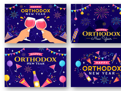 12 Happy Orthodox New Year Illustration