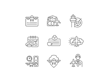 Aviation linear icons set preview picture