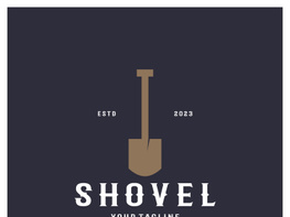 Shovel logo for agriculture, excavation,building, mining foundation. gardening vector set design with leaves preview picture