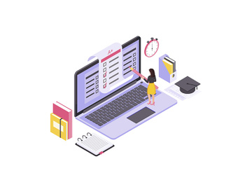 Online testing isometric color vector illustration preview picture