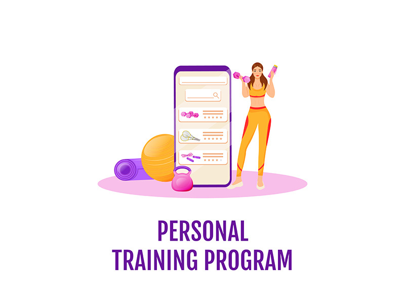 Personal training program flat concept vector illustration