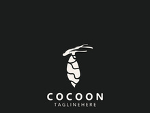 Cocoon logo Butterfly silkworm symbol. Illustration caterpillar animal template design