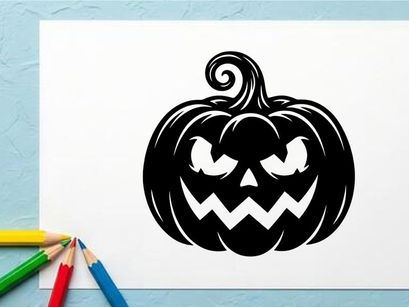 Spooky Halloween Pumpkin with Menacing Face for Fall Decor