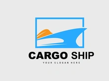 Cargo Ship Logo, Fast Cargo Ship Vector