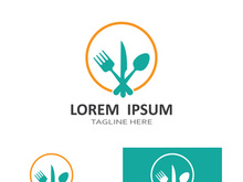 Creative spoon and fork logo.