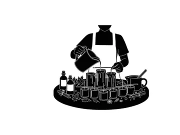 Bartender pouring drink in silhouette behind bar with glasses and bottles preview picture