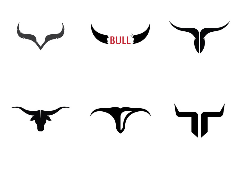 Retro vintage bull head horns logo design