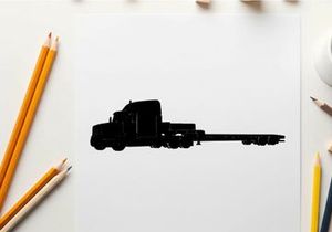 Silhouette of a semi truck with trailer