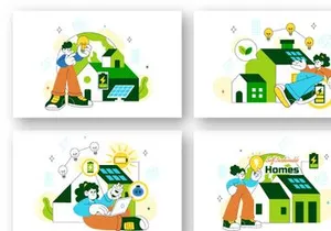 10 Self Sustainable Homes Illustration