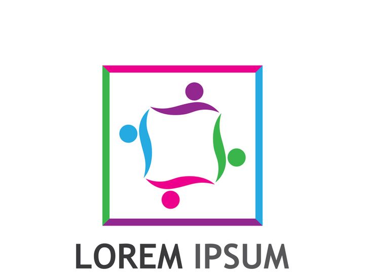 Community of people logo design with creative idea.