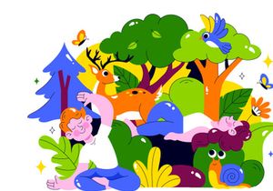 10 Forest Bathing Vector Illustration