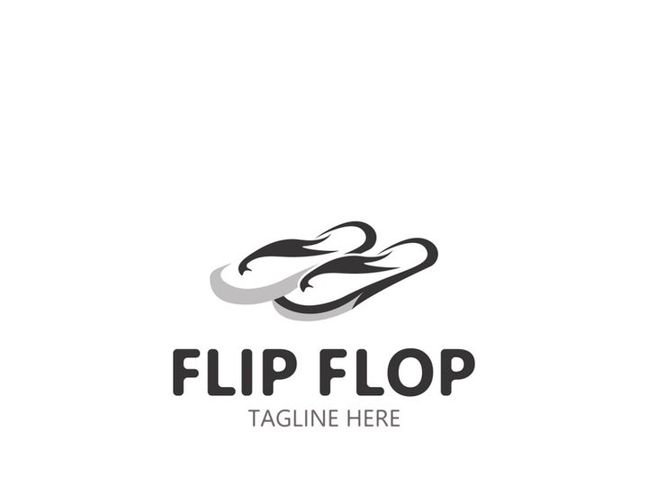 Flip Flop logo design style line art template illustration