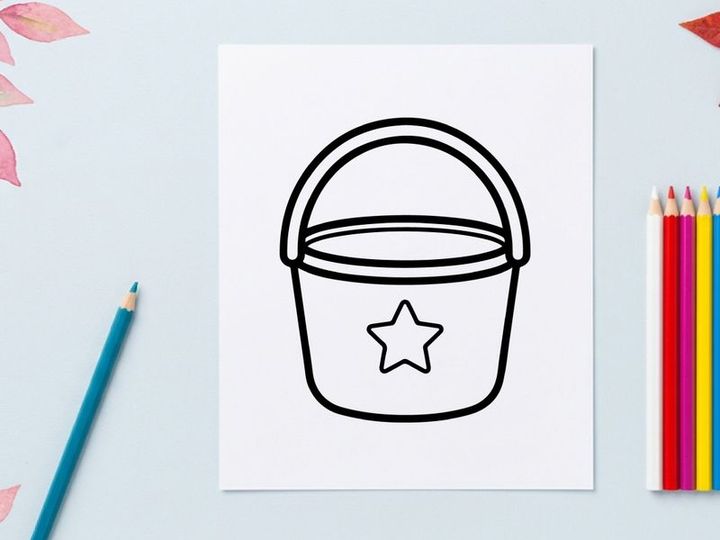 Halloween trick or treat bucket icon. Minimalist candy pail graphic for holiday design.