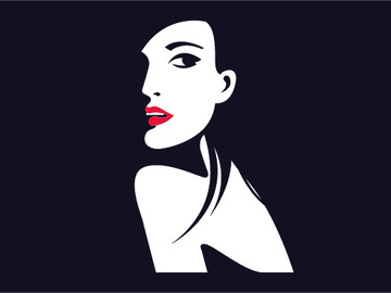 Beautiful female line negative space design illustrated art, girl vector design, face illustration. preview picture