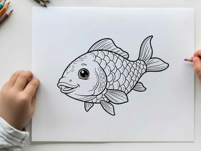 Cute cartoon fish smiling vector illustration flat design