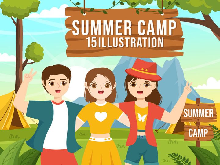 15 Summer Camp Vector Illustration