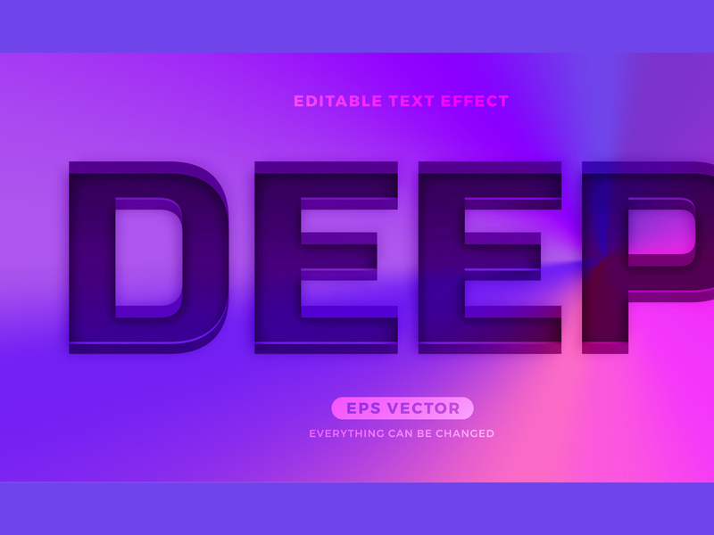 Deep editable text effect style vector