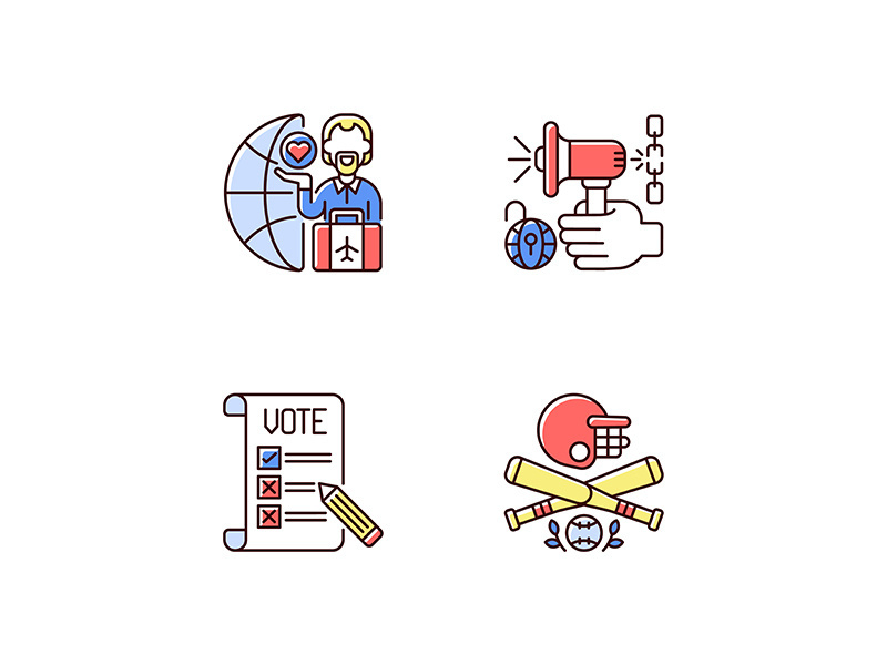 United States RGB color icons set
