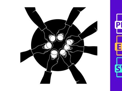 Hands Toasting Drinks Silhouette