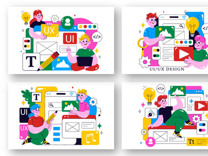 10 Ui Ux Design Vector Illustration