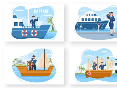 18 Cruise Ship Captain Illustration