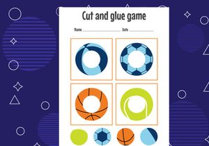 10 Pages Cut and glue game for kids. Cutting practice for preschoolers. Education paper game for children