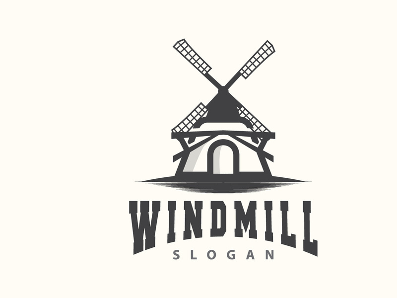 Windmill Logo, Agriculture Farm Vector Nature