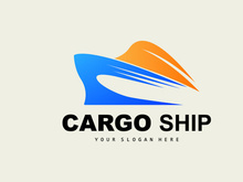 Cargo Ship Logo, Fast Cargo Ship Vector