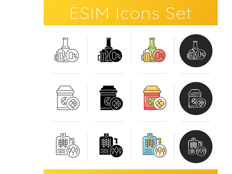 Beer brewing company icons set