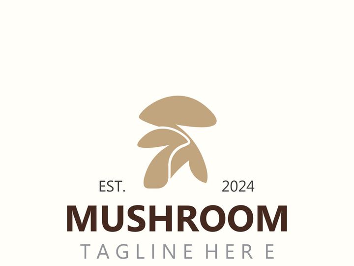 Mushroom botanical logo modern and simple stamp style. nature or food template