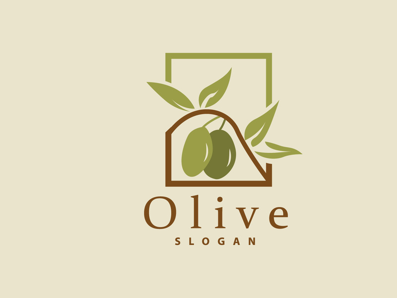 Olive Oil Logo, Olive Leaf Plant Herbal Garden Vector