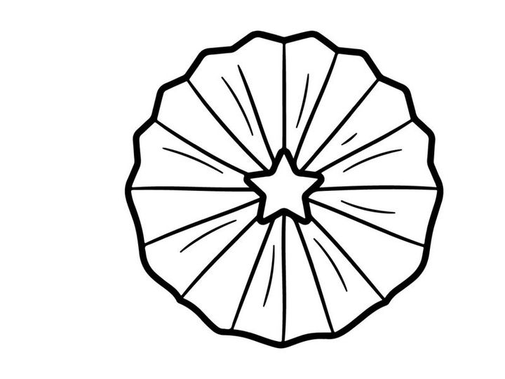Bentuk bintang geometris dengan delapan titik simetris. Lambang dekoratif minimalis hitam putih untuk desain perayaan.