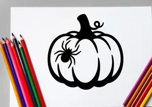 Halloween Pumpkin with Spider Silhouette for Fall Decor